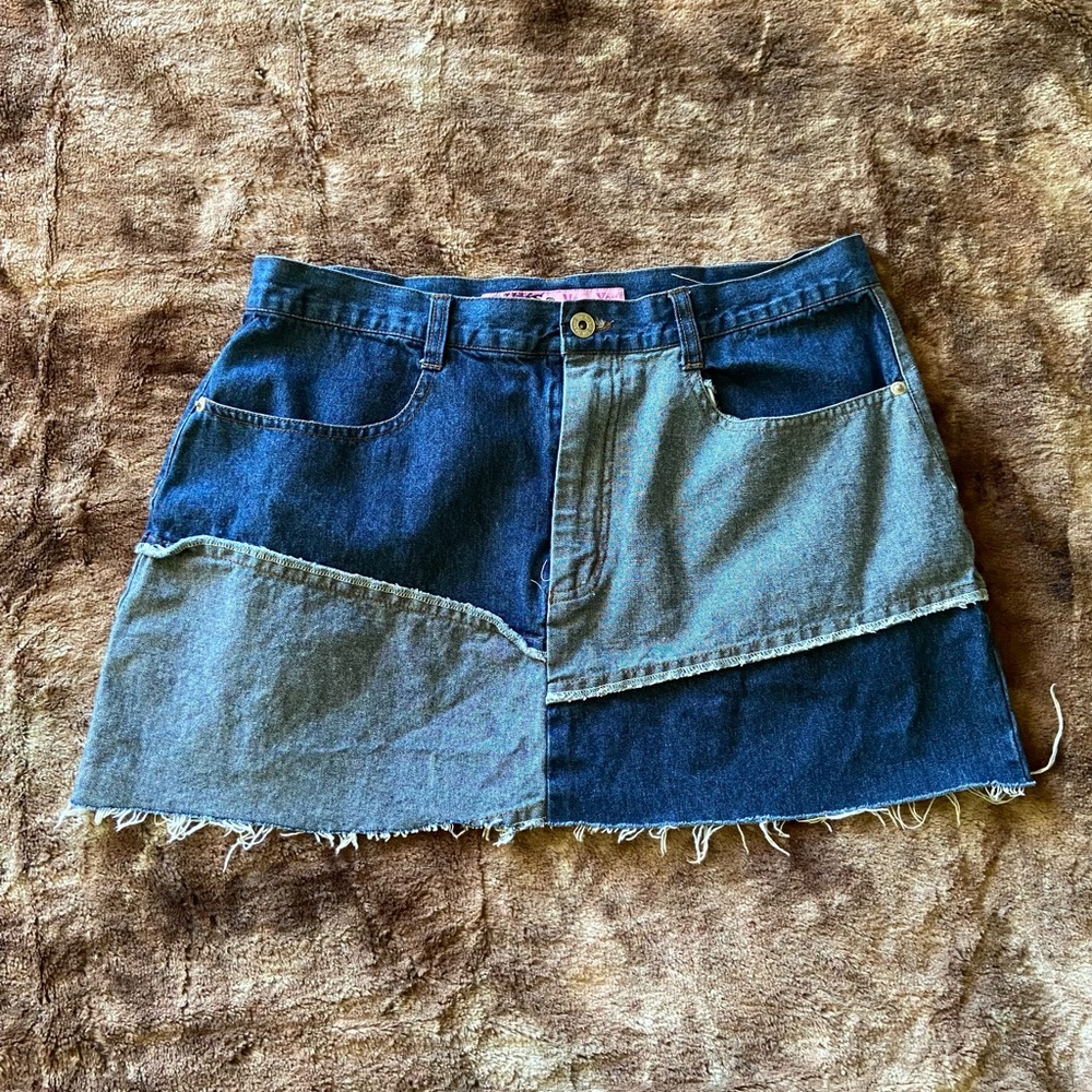 Patchwork Denim Skirt